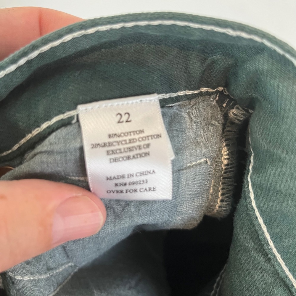PacSun Land Rover High Waisted Straight Leg Jeans Green Contrast Stitch Size 22 - Picture 4 of 7